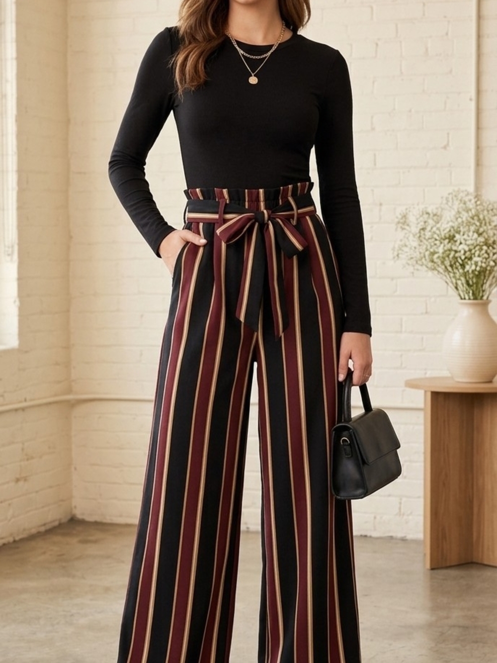 Charlotte Russe Striped Wide Leg Jumpsuit | XS | Tie Waist | New With Tags